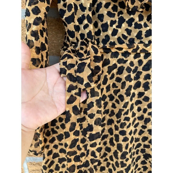 Free People Leopard Print Frenchie Mini Wrap Dress medium - Picture 4 of 17